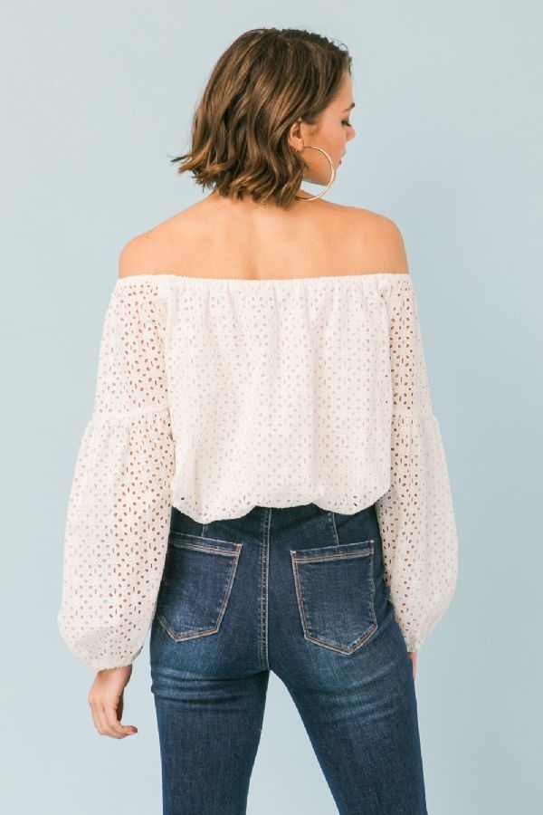 Embroidered off the shoulder tops