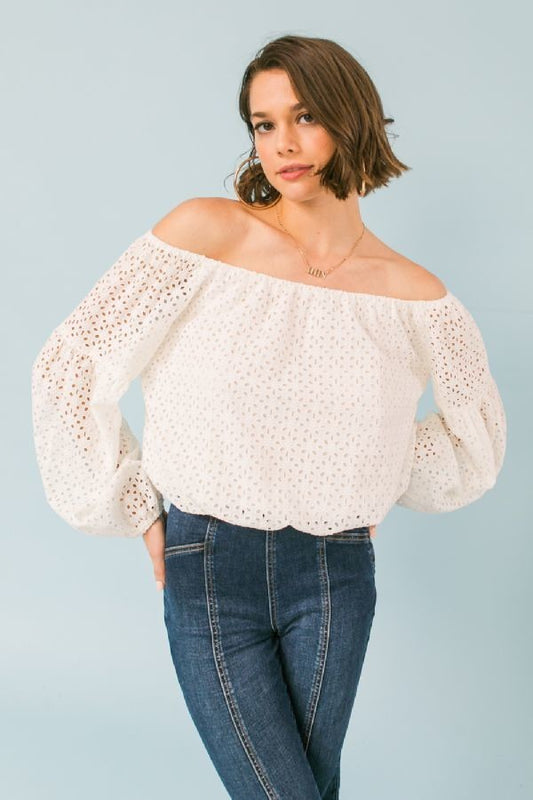 Embroidered off the shoulder tops