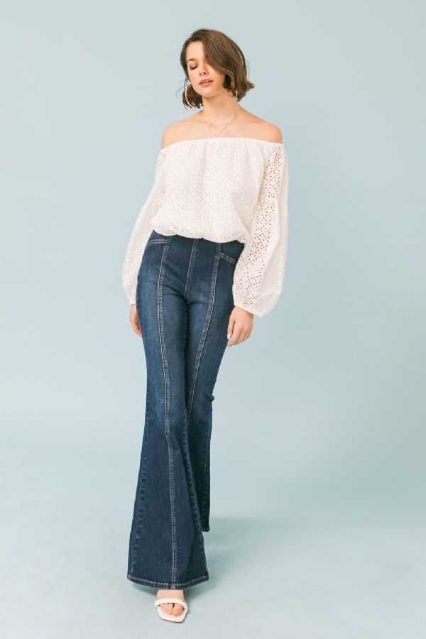 Embroidered off the shoulder tops