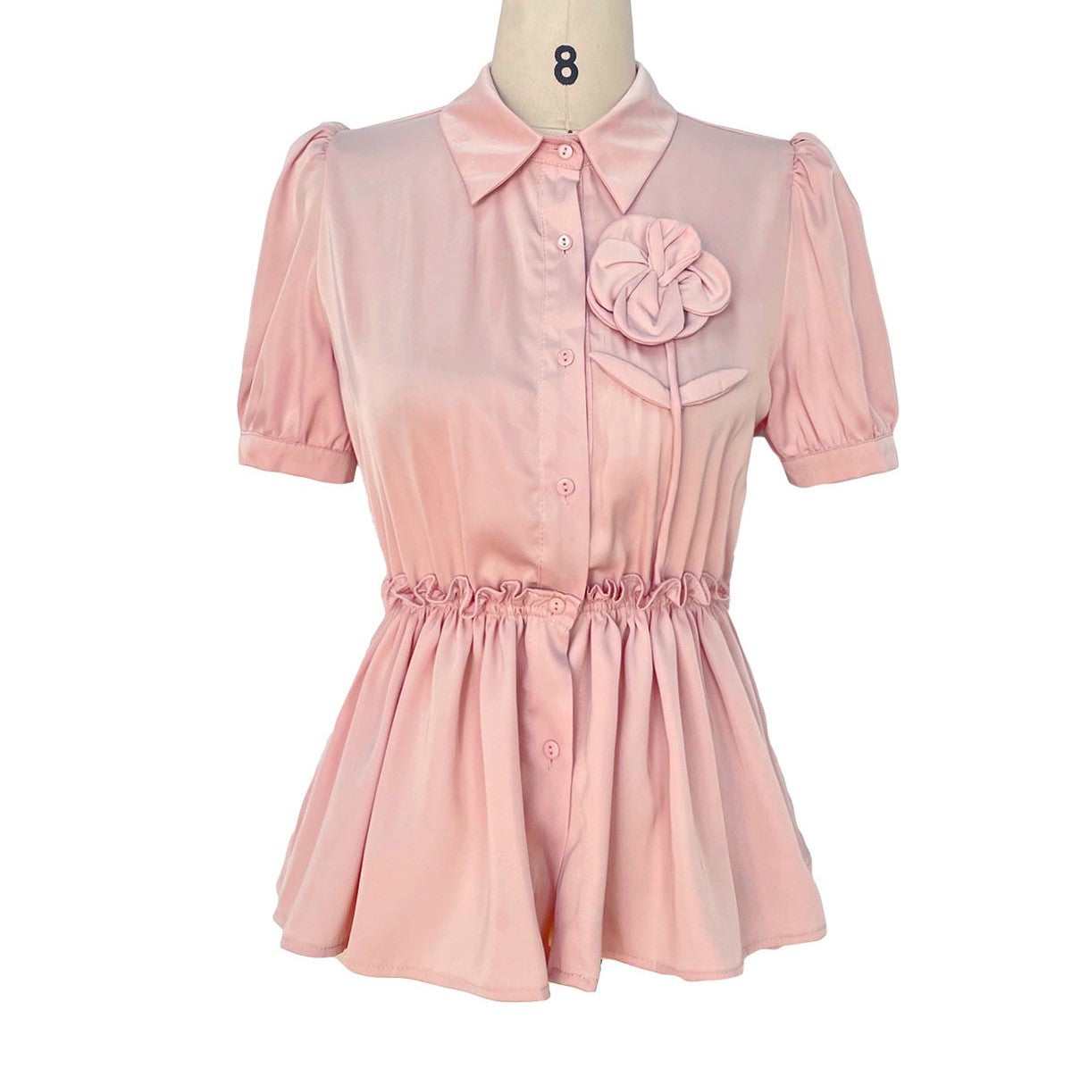 Short sleeve peplum blouse, Button down front🩷