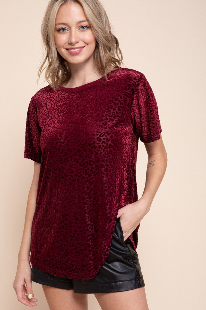 Animal print wine top