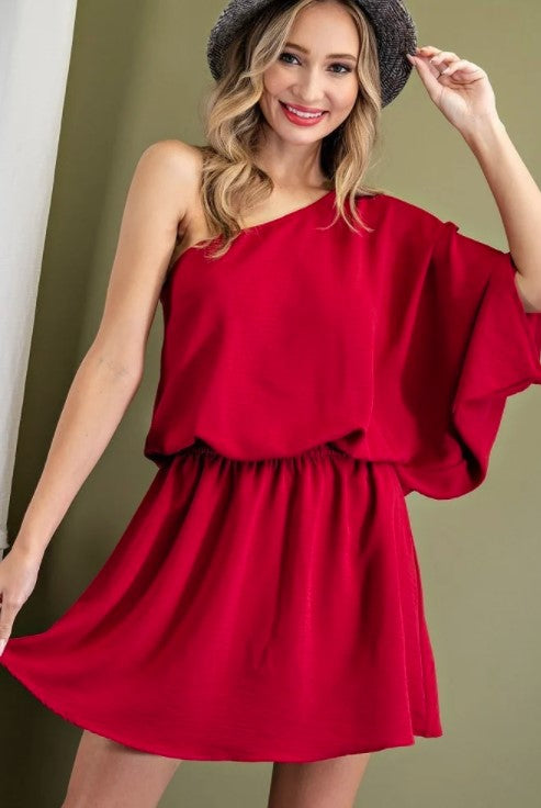 Short half-shoulder dress