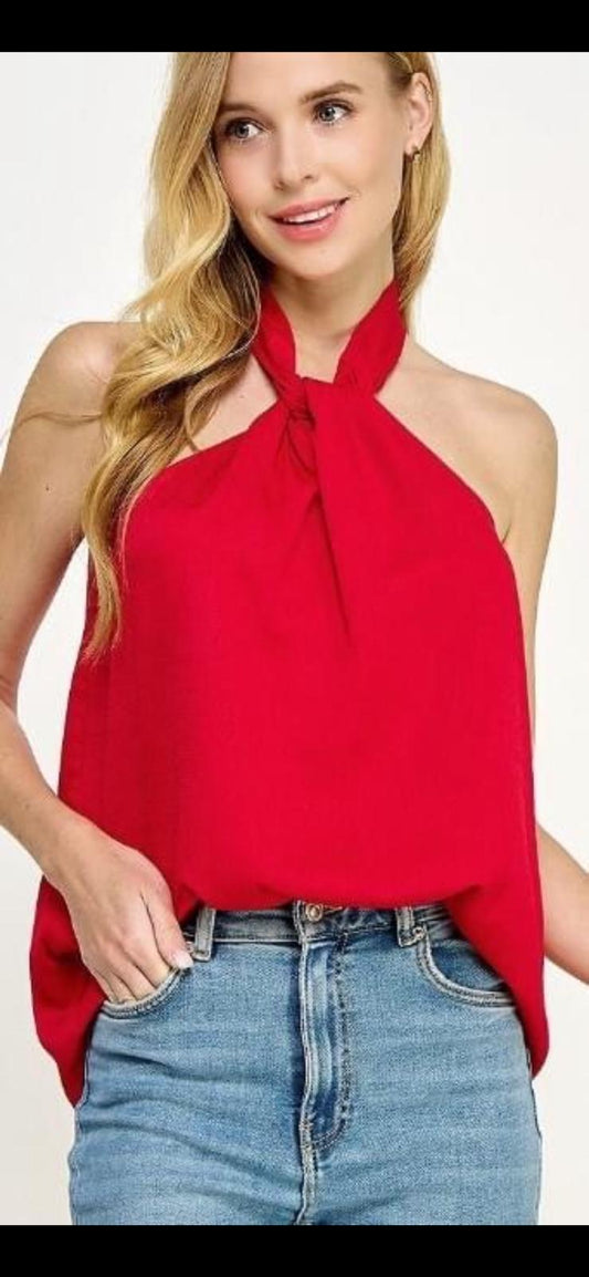 Red crossed top